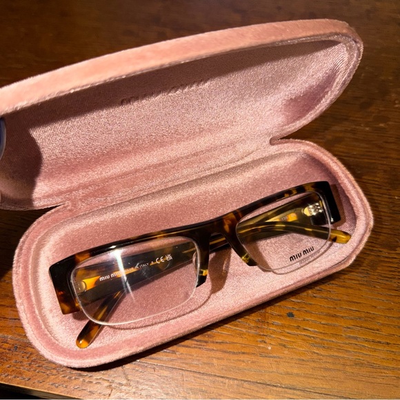 Miu Miu Accessories - Miu Miu Tortoise Shell Glasses with Soft Pink Case